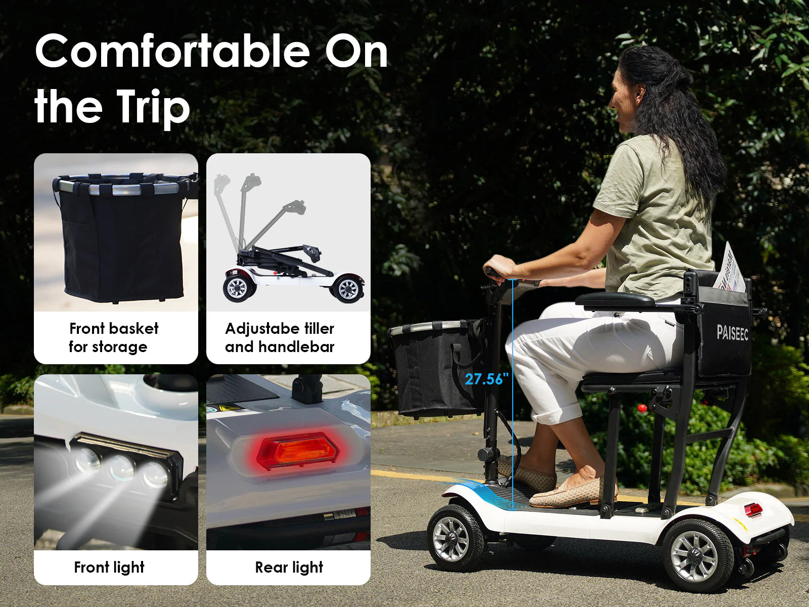 Paiseec Lightweight Mobility Scooter D3 - 39 lbs - Image 10