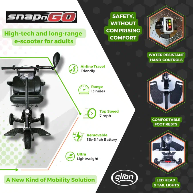 SNAPnGO Electric Travel Mobility Scooter - Swivel Seat - Image 12