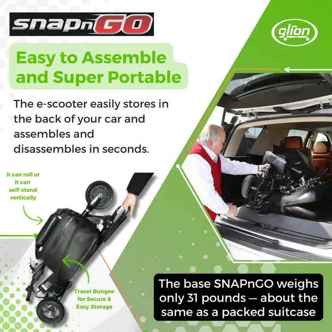 SNAPnGO Electric Travel Mobility Scooter - Swivel Seat - Image 13